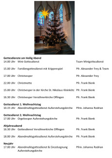 Gottesdienste an den Feiertagen